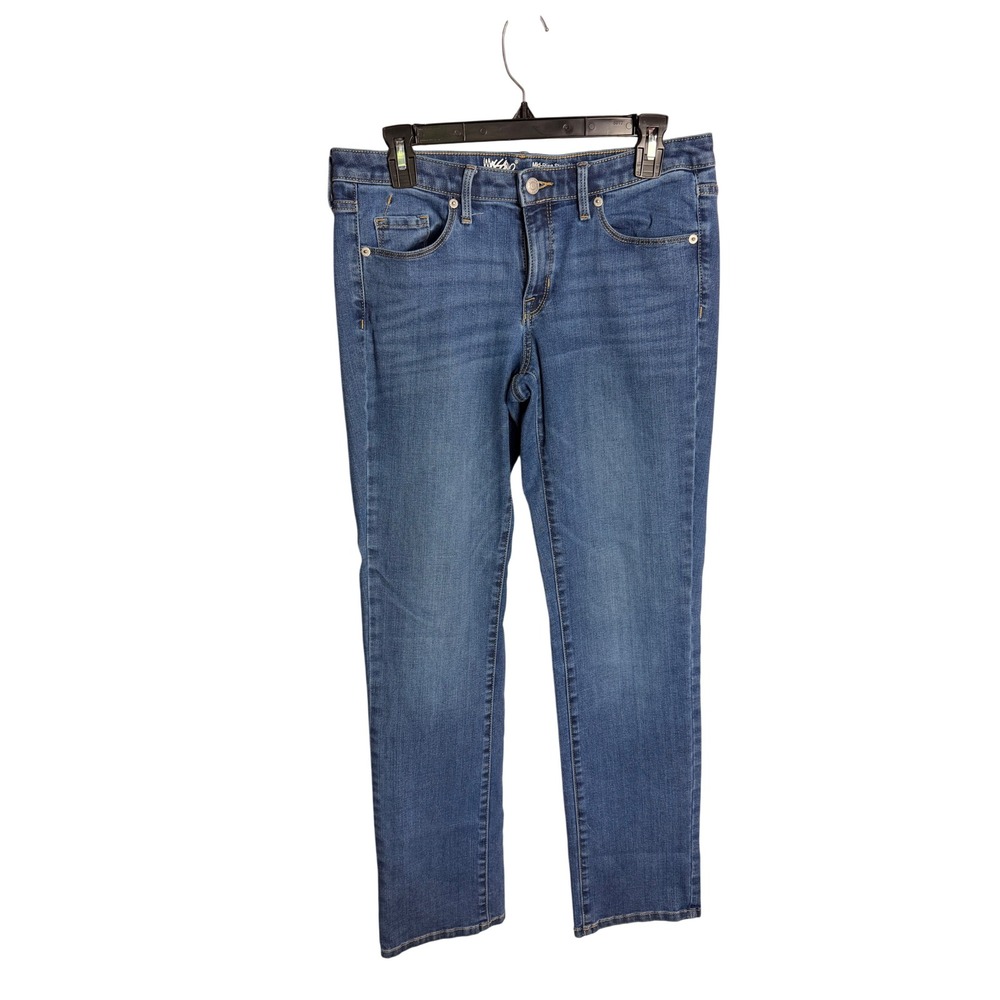 Mossimo Denim Straight Leg Jeans 8/29R Blue Mid-Rise Super‎ Stretch Medium Wash